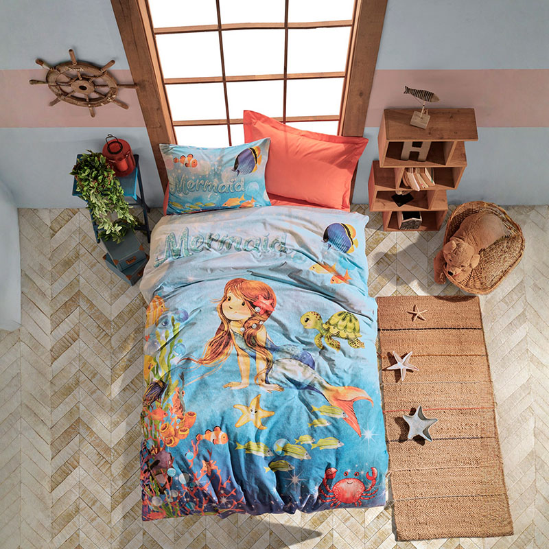 (cottonbox) Детска 100% Ranforce Памучна постелнина - Mermaid - Coral