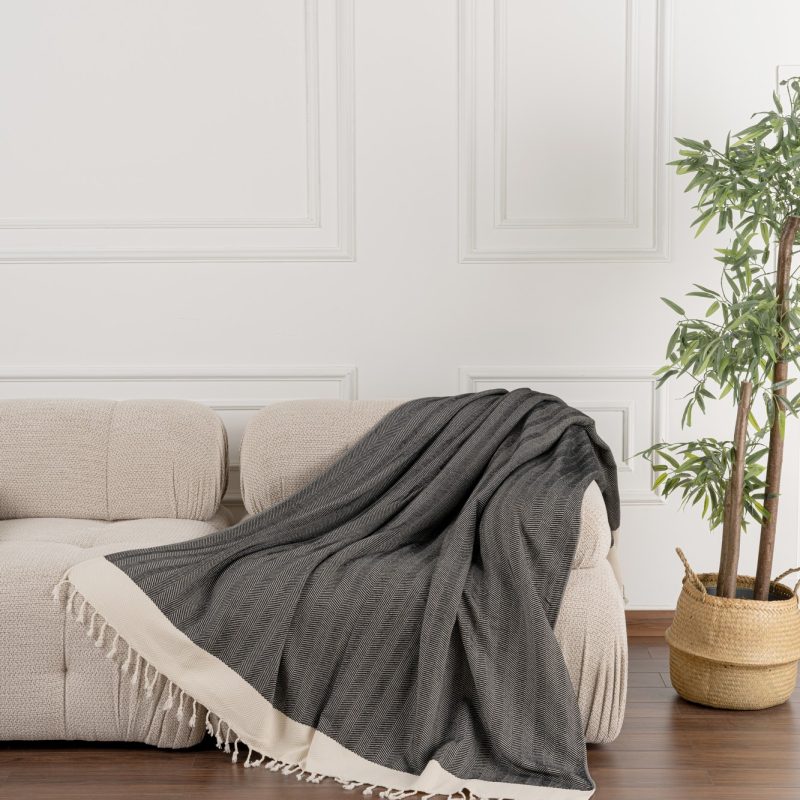 100% Памучни прекривачи за тросед 150*200 - Baliksirti - Black