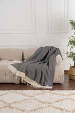 100% Памучни прекривачи за тросед 150*200 - Baliksirti - Anthracite - Image 2