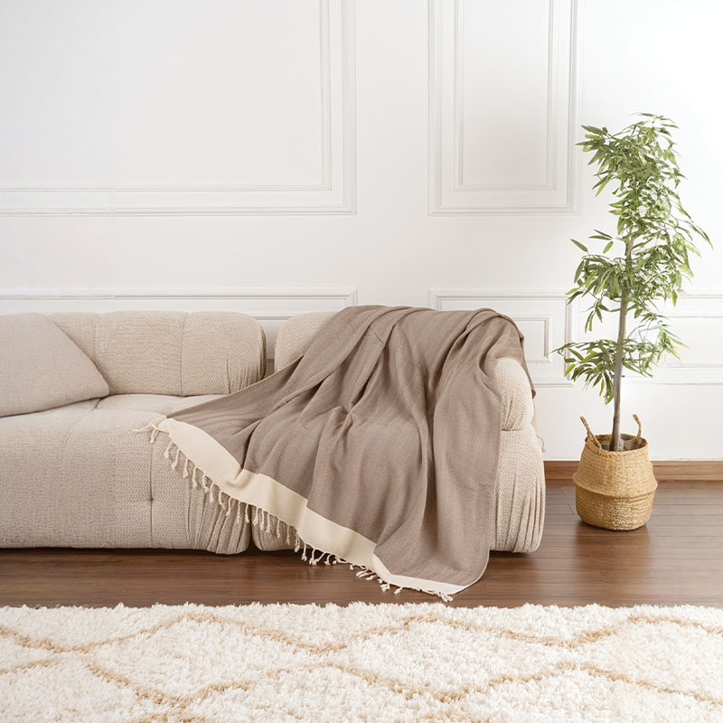 100% Памучни прекривачи за тросед 150*200 - Baliksirti - Light Brown