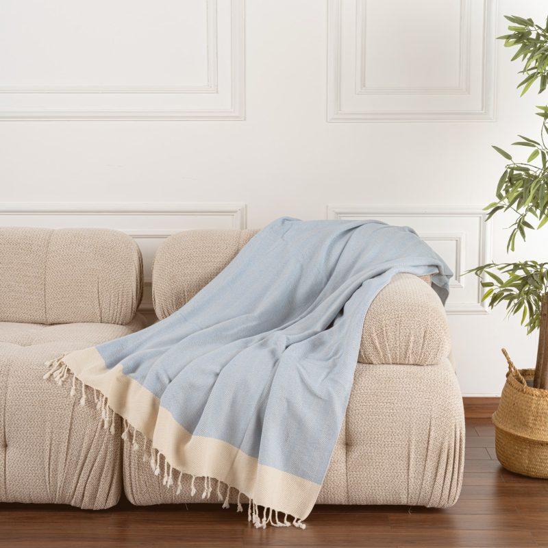 100% Памучни прекривачи за тросед 150*200 - Baliksirti - Light Blue