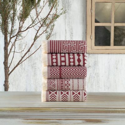 100% Памучни крпи за кујна – Maya (сет од 5 крпи)  Claret Red