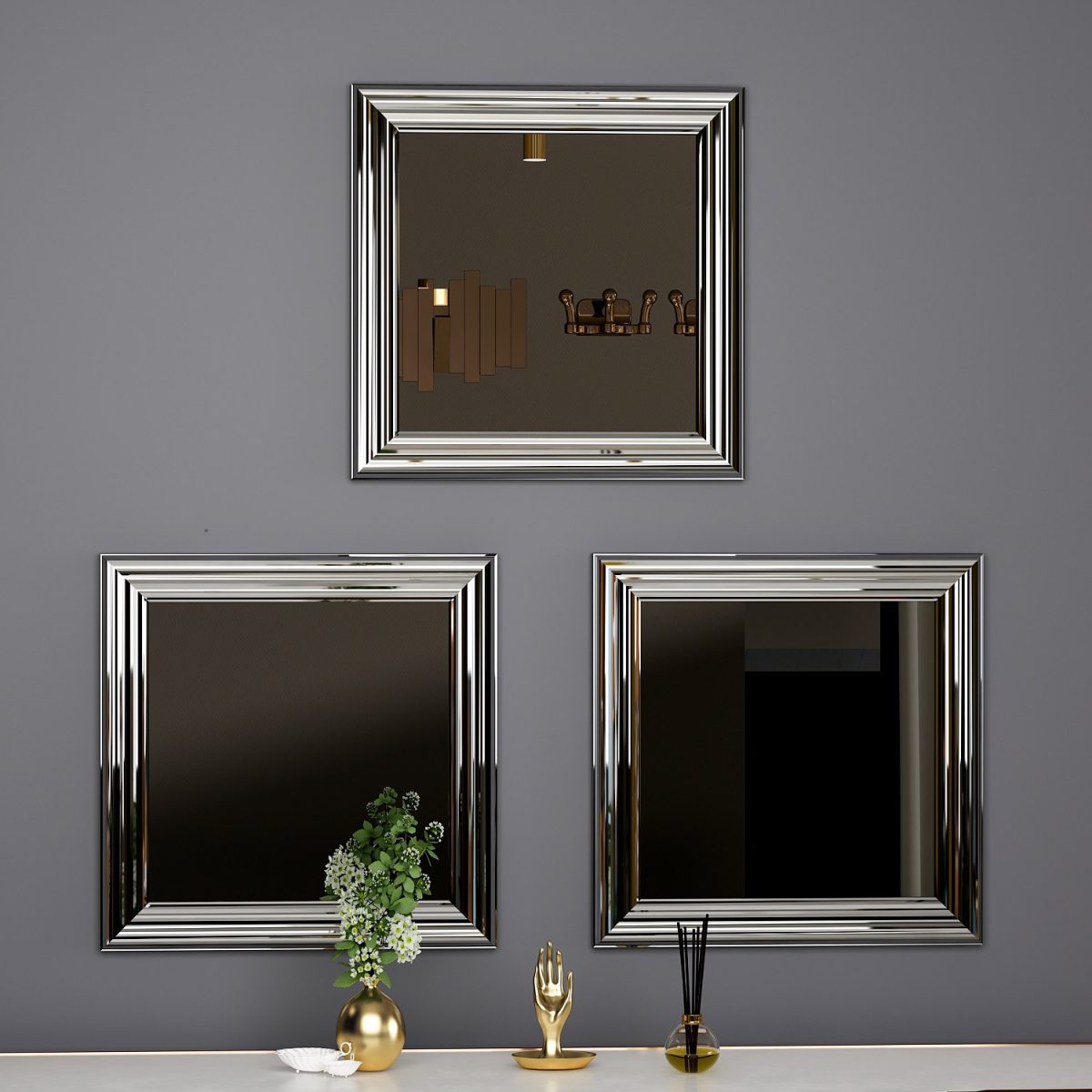 Otto - Silver – Комплет огледала (3 парчиња) - Image 2