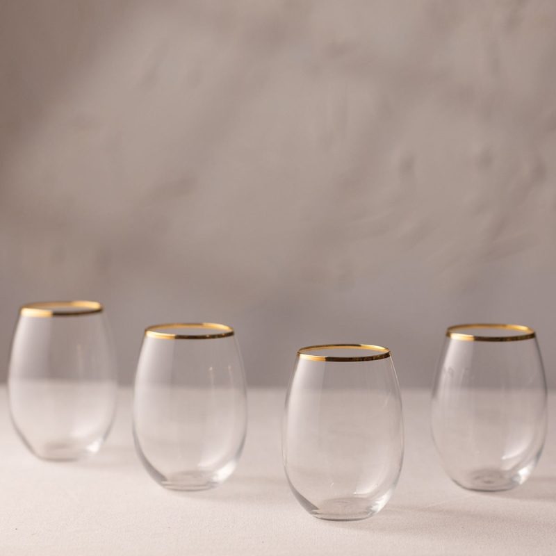 Astoria 570 - Gold, Transparent – Стаклен комплет (4 парчиња)