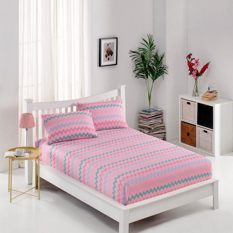 Kokteyl - Pink – Сет од единечен чаршав со наплака за перница