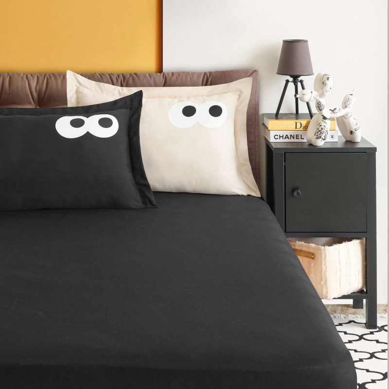 Funny - Black – Сет од дупли чаршав(160*200*20) со навлаки за перници