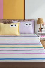 Funny Cizgili - Yellow – Сет од дупли чаршав(160*200*20) со навлаки за перници - Image 2