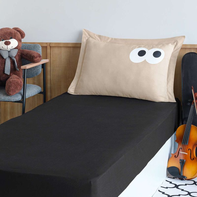 Funny - Black, Brown – Сет од единечен чаршав со наплака за перница