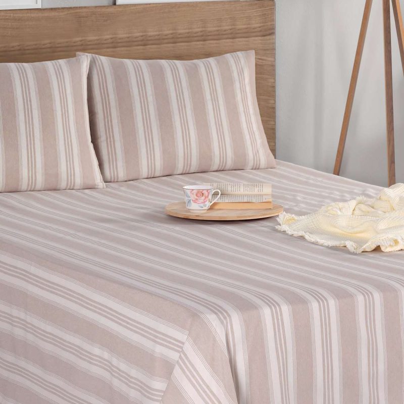 Soft Line - Beige – Сет од единечен чаршав со наплака за перница