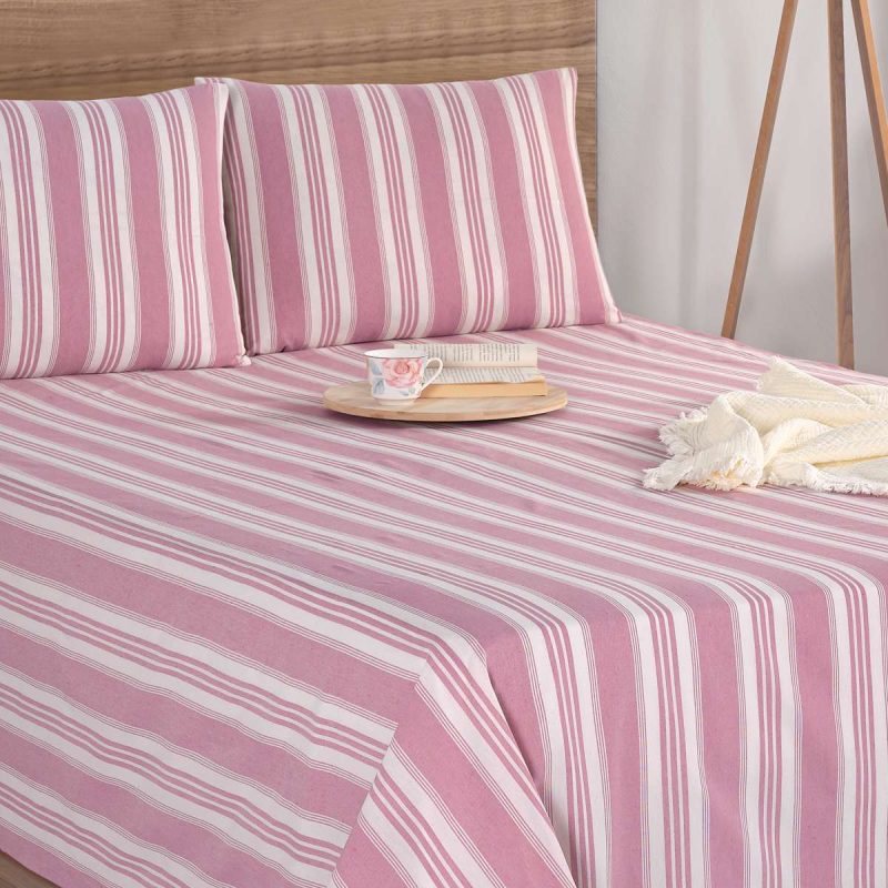 Soft Line - Claret Red – Сет од единечен чаршав со наплака за перница