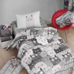 Duvarda Kediler - Grey – Единечна постелнина
