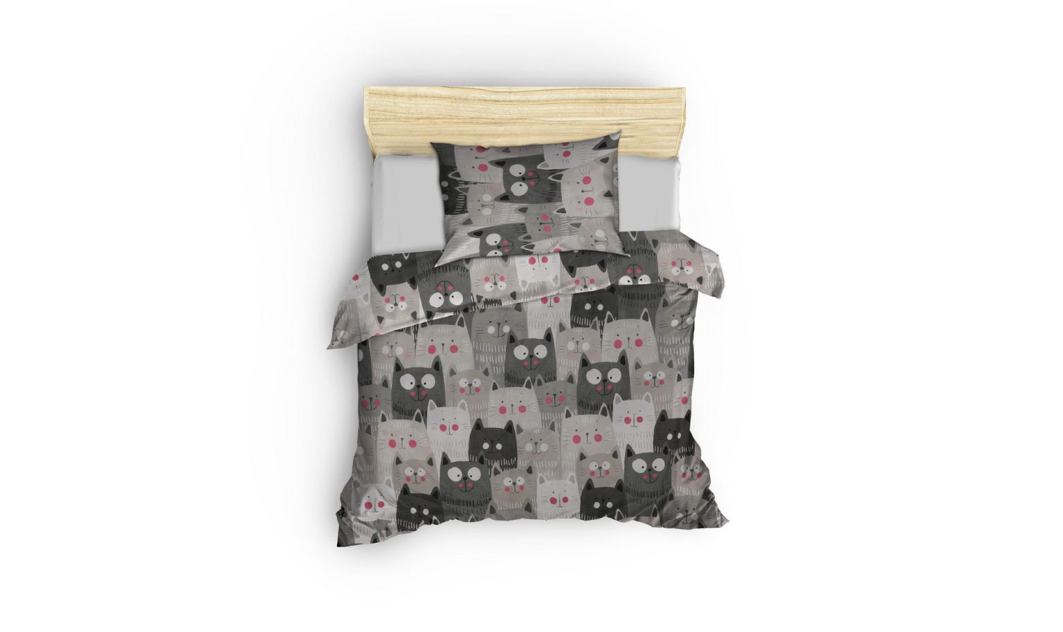 Duvarda Kediler - Grey – Единечна постелнина - Image 2