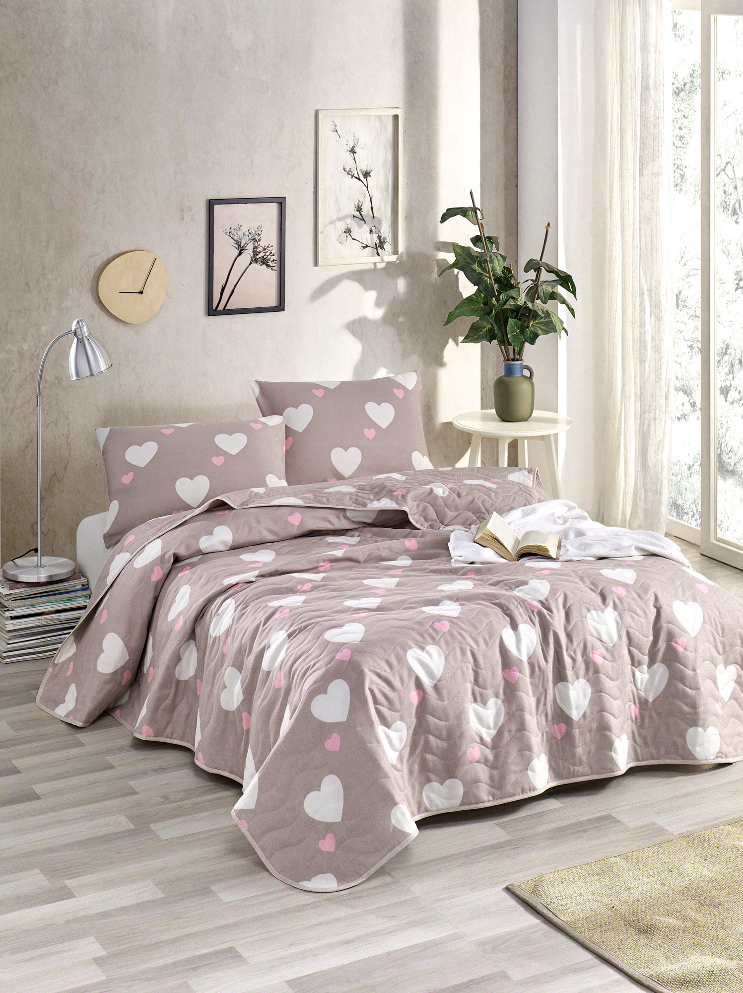 143EPJ753620-201.jpg Herz - Dusty Rose – Сет Дупли прекривач и навлака за перница - Image 1