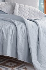 Solid - Light Blue, Grey – Сет Дупли прекривач и навлака за перница - Image 4