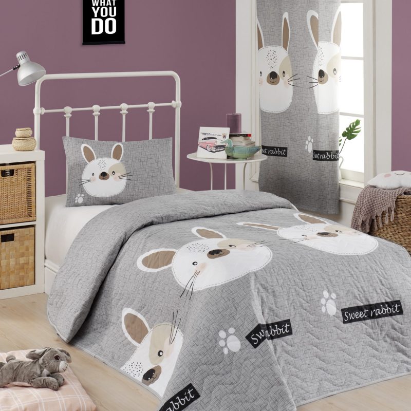 Tavşancık - Light Brown, Grey, Pink – Сет квилтани единечни пике прекривачи