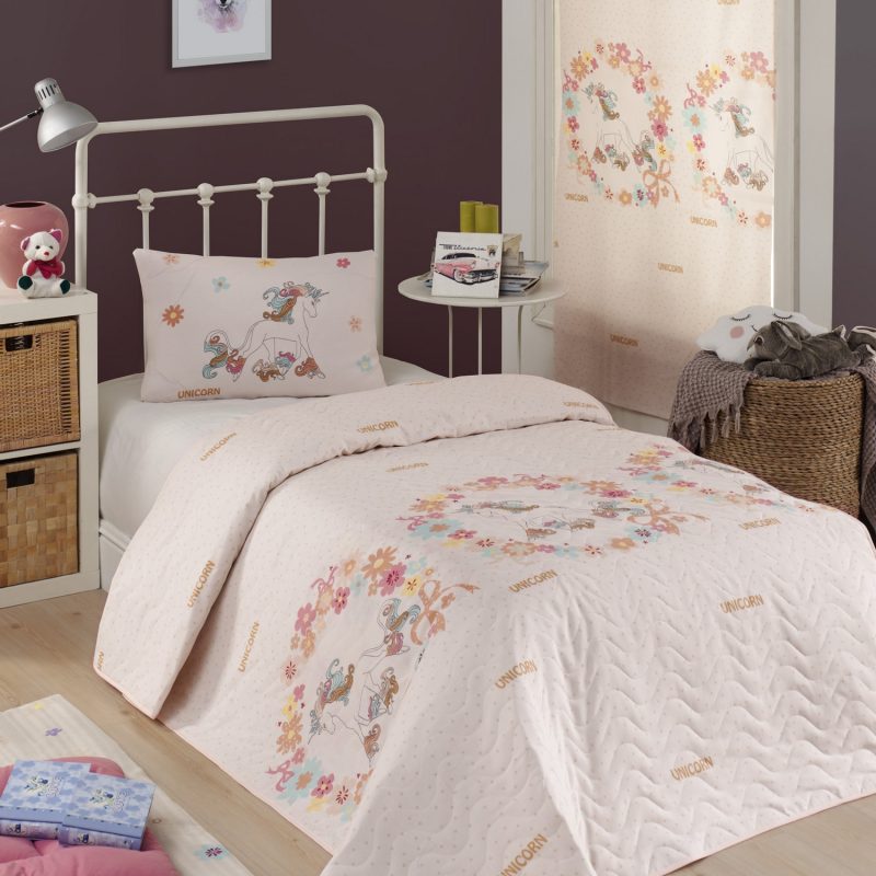 Unicornlar - Pink – Сет квилтани единечни пике прекривачи