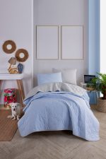 Solid - Light Blue, Grey – Сет единечен пике прекривач