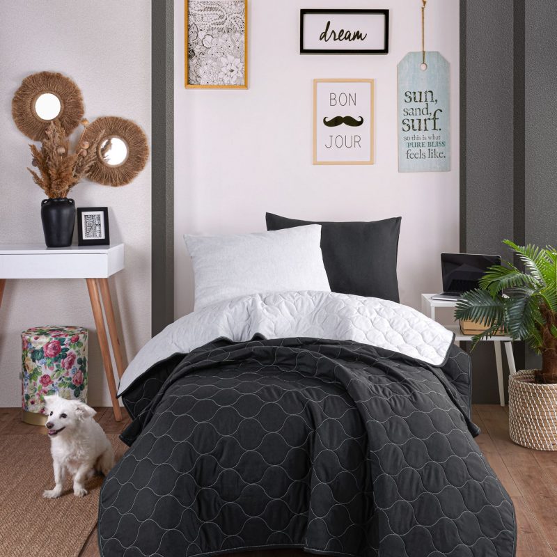 Solid - Black, Grey – Сет единечен пике прекривач