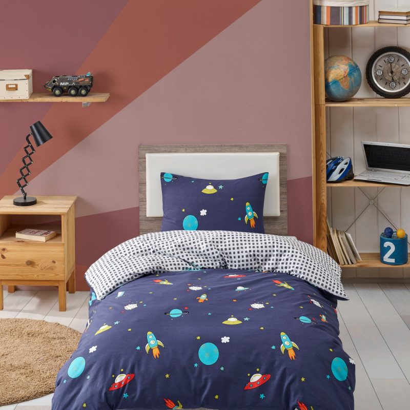 Uzay - Dark Blue – Сет јорганска навлака и навлака за перница 140*200