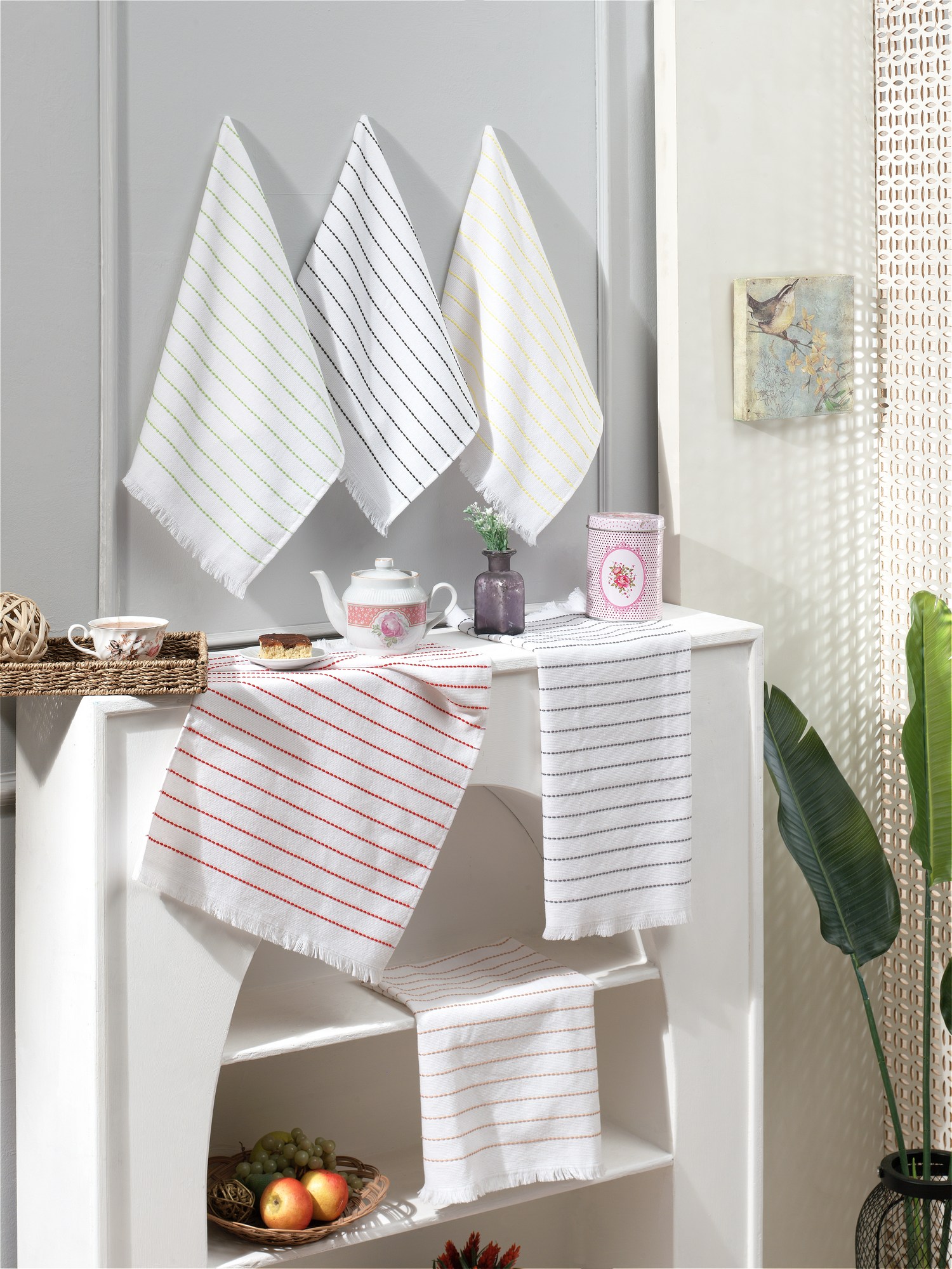 148WTN110220-201.jpg Çizgi – Комплет кујнски крпи (6 парчиња) - Image 1