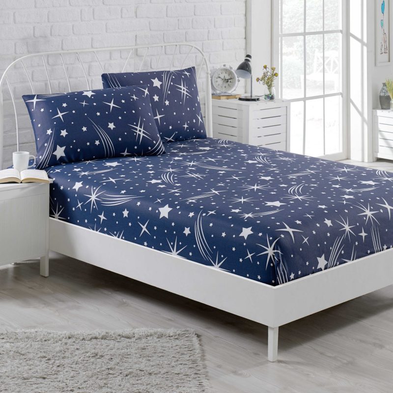 Halley - Dark Blue – Сет од дупли чаршав(160*200*20) со навлаки за перници