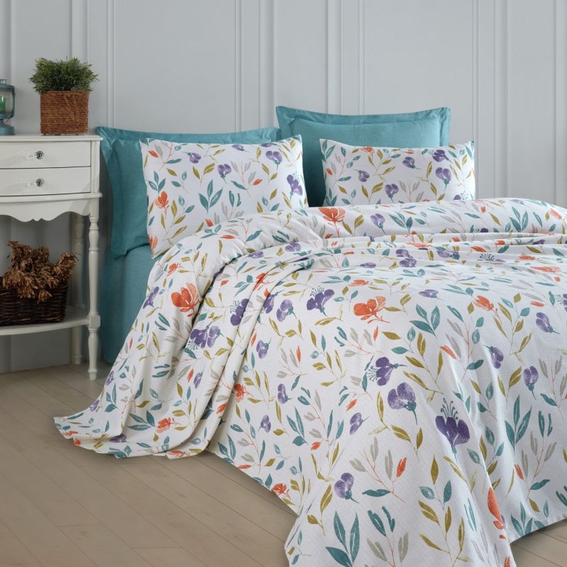 Floral - Lilac – Сет двоен пике и навлака за перница