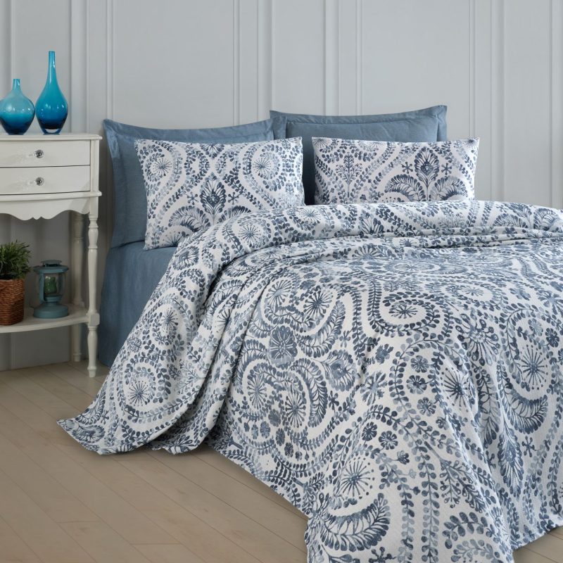 Loop - Blue – Единечен сет пике прекривач и навлака за перница