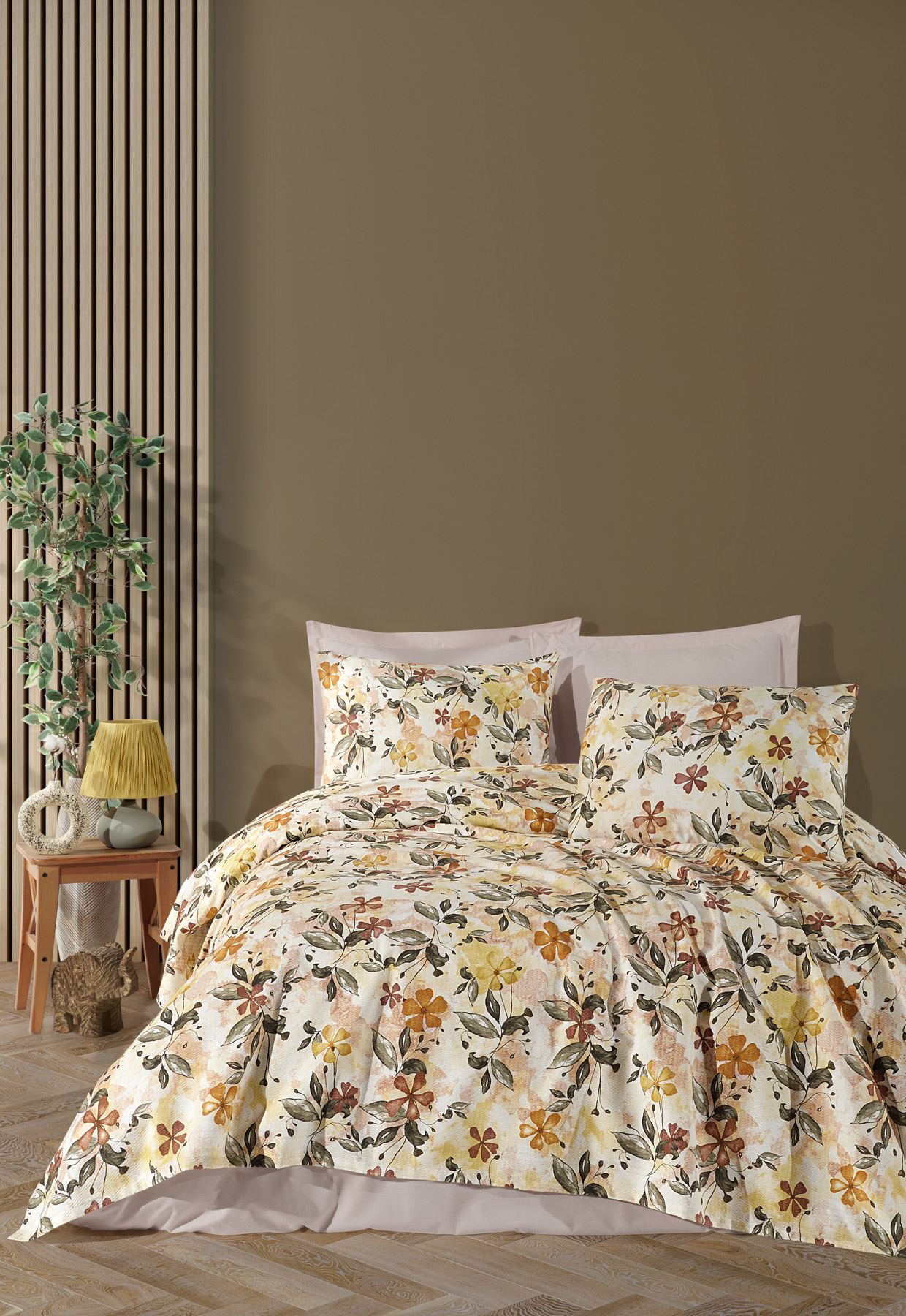 162ELR656220-201.jpg Luna - Yellow – Единечен сет пике прекривач и навлака за перница - Image 1