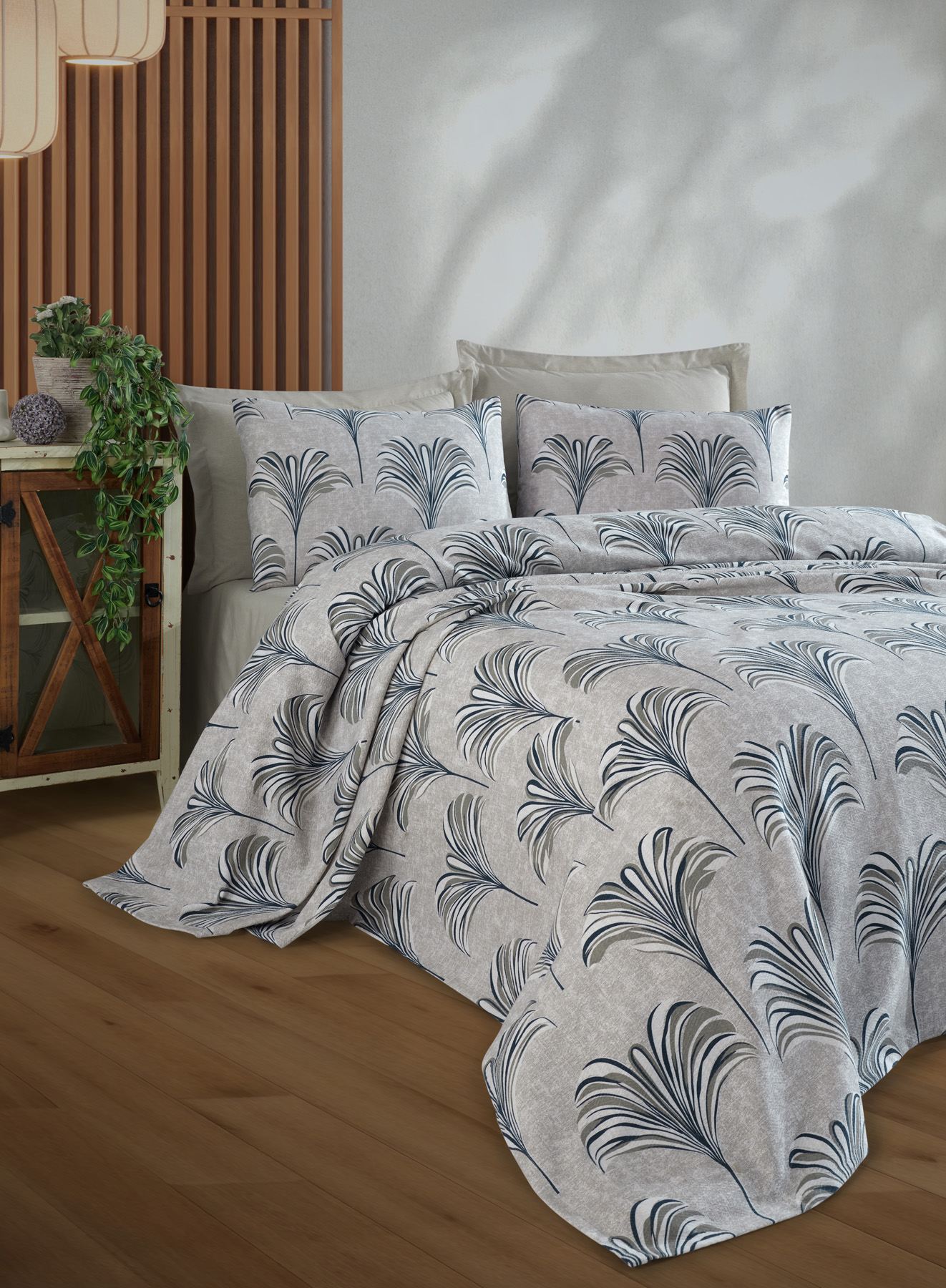 162ELR656520-201.jpg Santo - Blue – Сет двоен пике и навлака за перница - Image 1