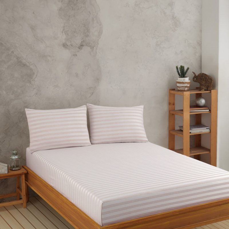 Water Yollu Saten - Beige – Единечен сет од долен чарпав и навлака за перница