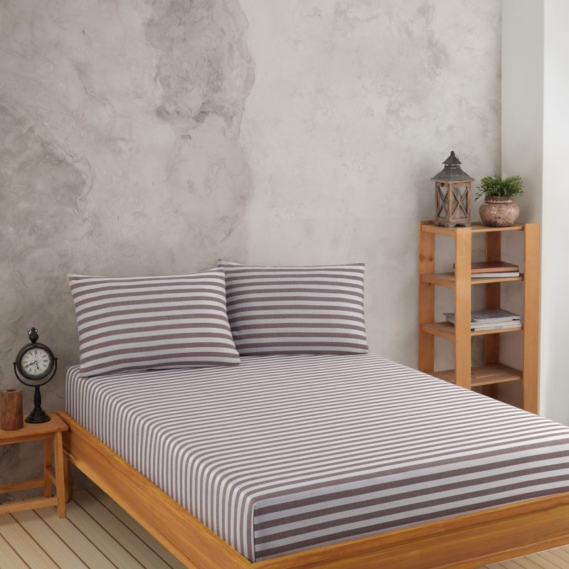 Water Yollu Saten - Brown – Единечен сет од долен чарпав и навлака за перница