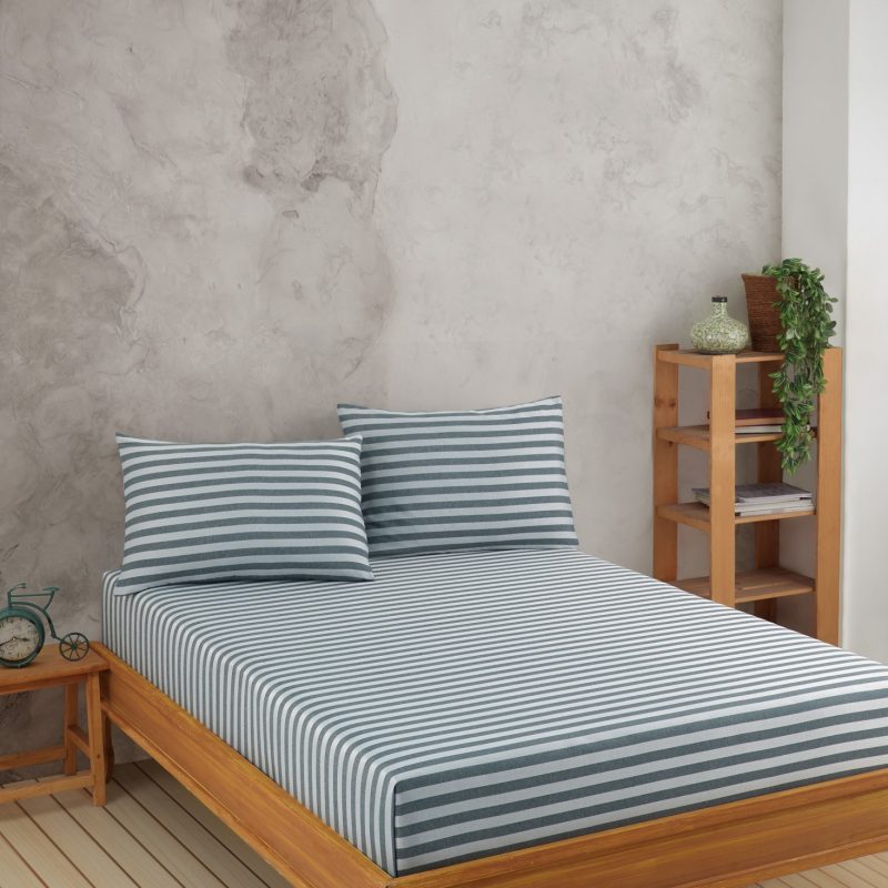 Water Yollu Saten - Green – Единечен сет од долен чарпав и навлака за перница