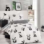 Panda - Black – Сет јорганска навлака и навлака за перница 140*200
