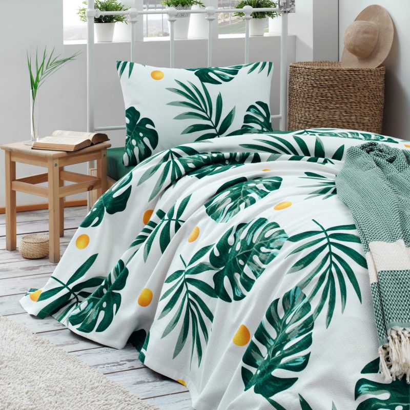 Monstera - Green – Пике прекривач