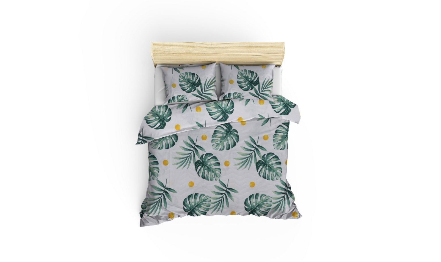 Kapitone Monstera - Green – Сет Дупли прекривач и навлака за перница - Image 2