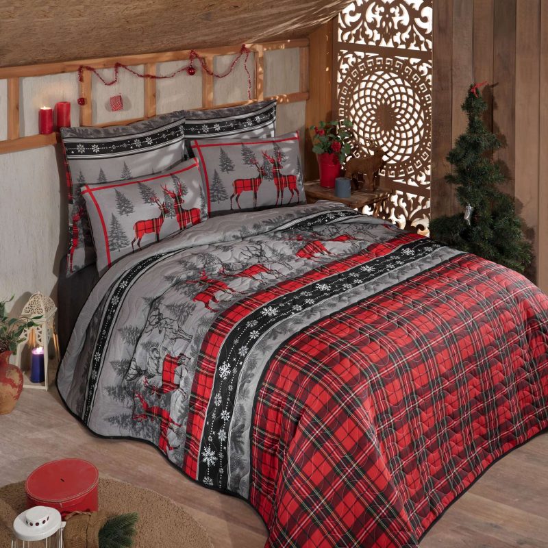 Christmas - Red – Сет единечен пике прекривач