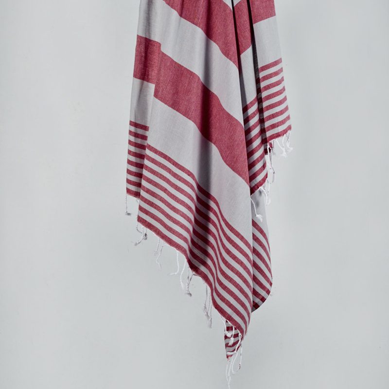 Sultan - Grey, Red – Фута (пешкир за плажа)