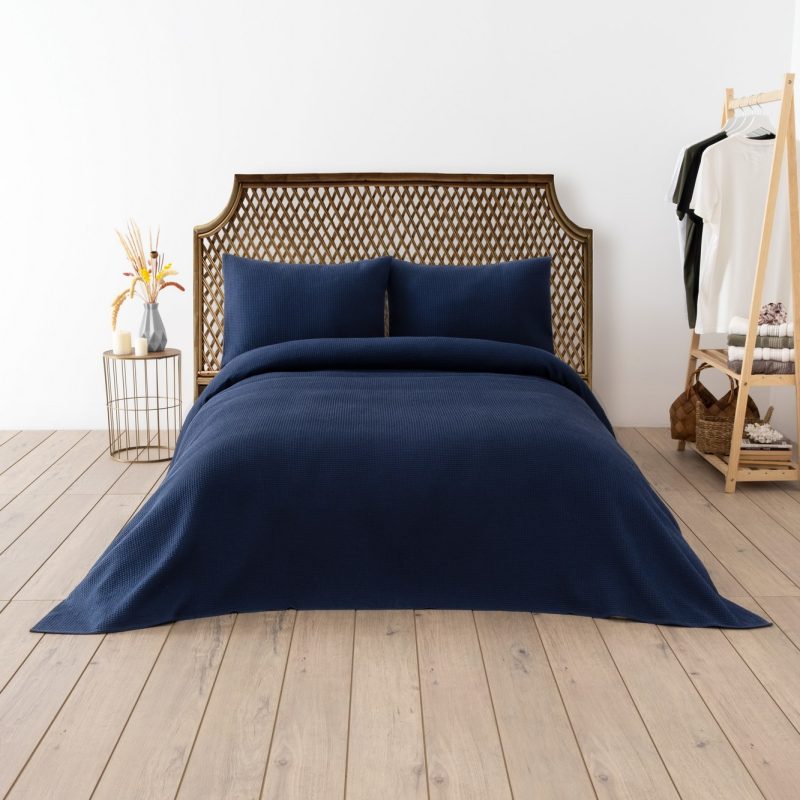 Waffle - Navy Blue – Пике прекривач