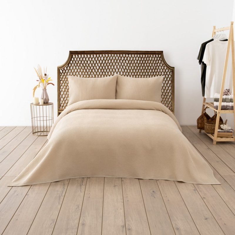 Waffle - Beige – Дупли пике прекривач