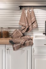 Juno - Brown, White – Комплет кујнски крпи (10 парчиња)