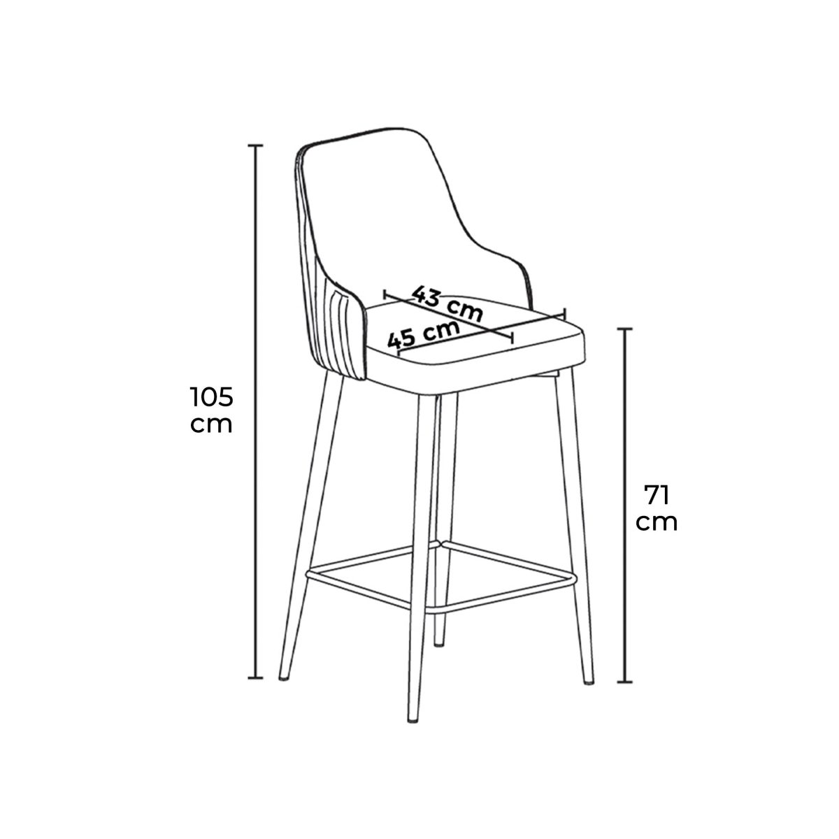 Enox - Cream, Black – Комплет столче за бар (2 парчиња) - Image 4
