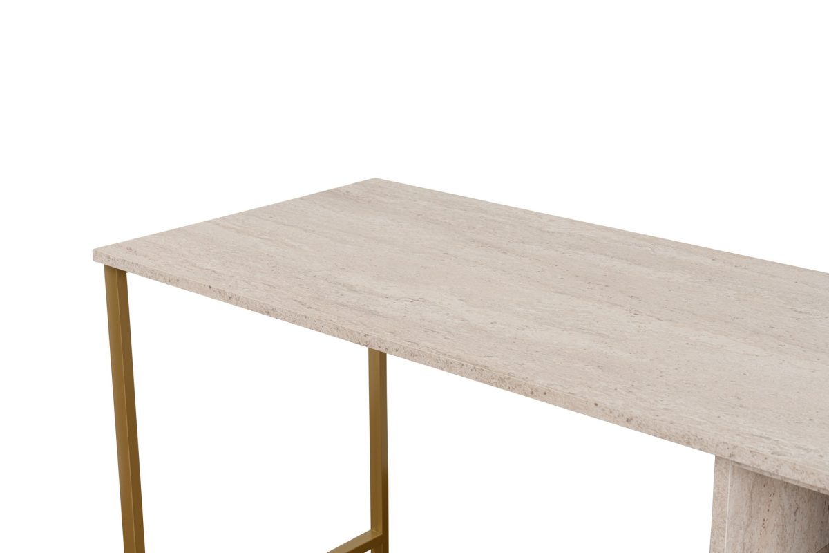 Twin Study Desk - Travertine, Gold – Канцелариско биро - Image 8