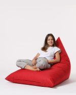 Pyramid Big Bed Pouf - Red – Lazy Bag - Image 3