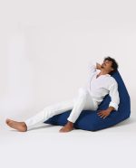 Pyramid Big Bed Pouf - Dark Blue – Lazy Bag - Image 12