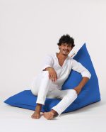 Pyramid Big Bed Pouf - Blue – Lazy Bag - Image 11
