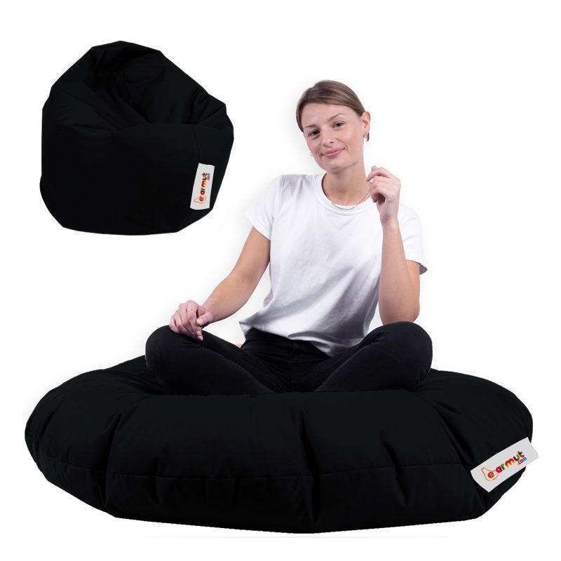 Iyzi 100 Cushion Pouf - Black – Lazy Bag