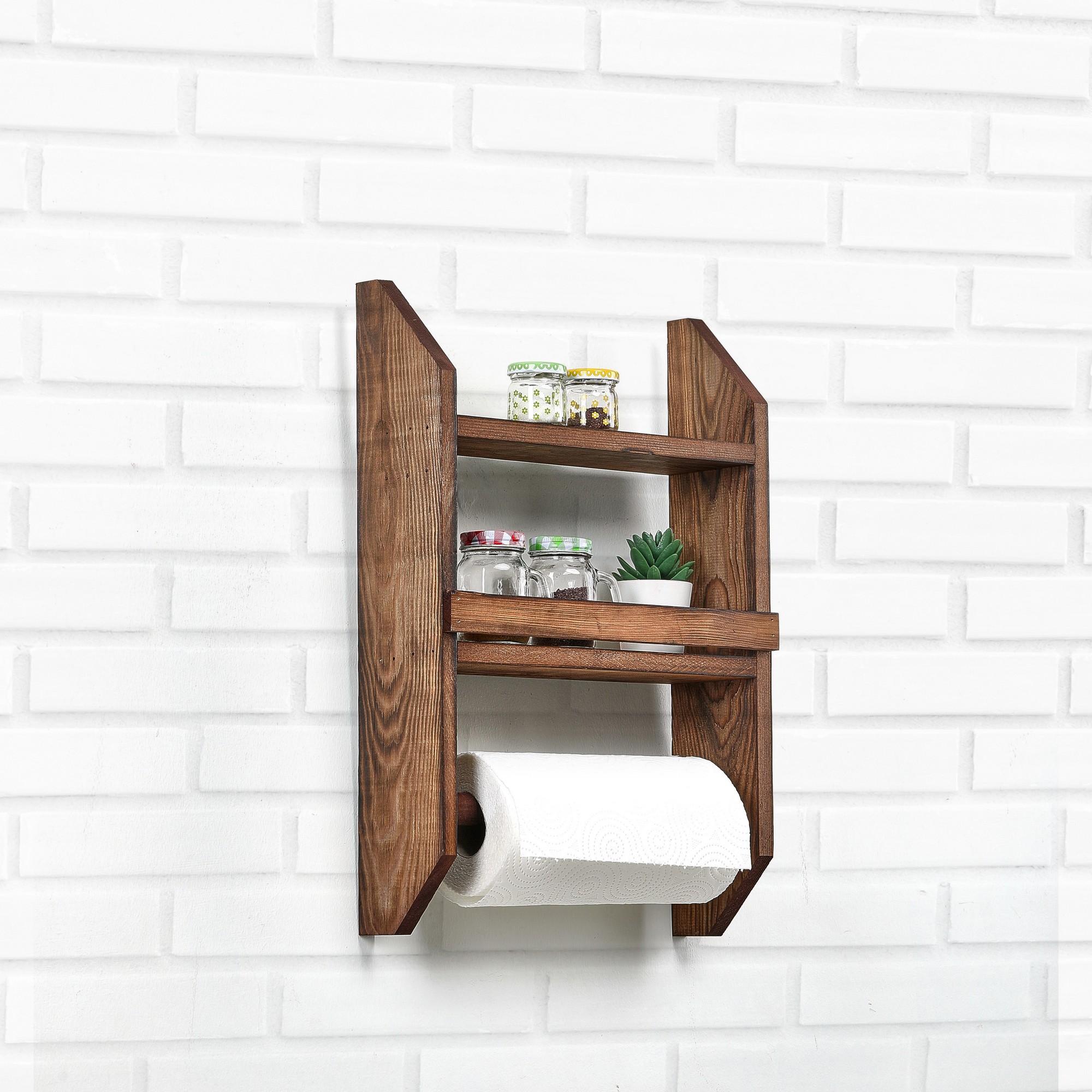 281MST232520-201.jpg Spice Rack & Towel Hanger – Дрвена полица - Image 1