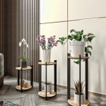 Flower Desk Round - Oak – Дрвен штанд за растенија