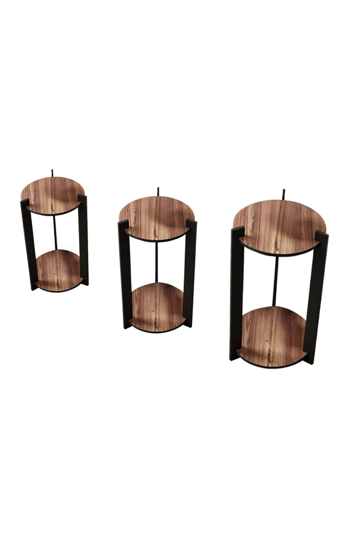 Flower Desk Round - Walnut – Дрвен штанд за растенија - Image 4