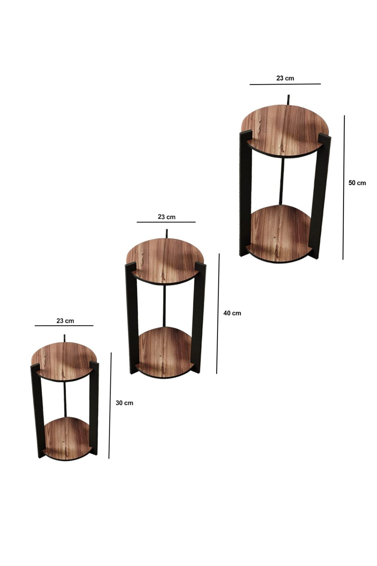 Flower Desk Round - Walnut – Дрвен штанд за растенија - Image 5